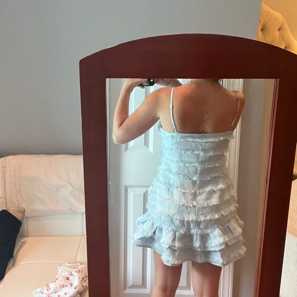 Light Blue Ruffled Mini Dress - Picture 3 of 3